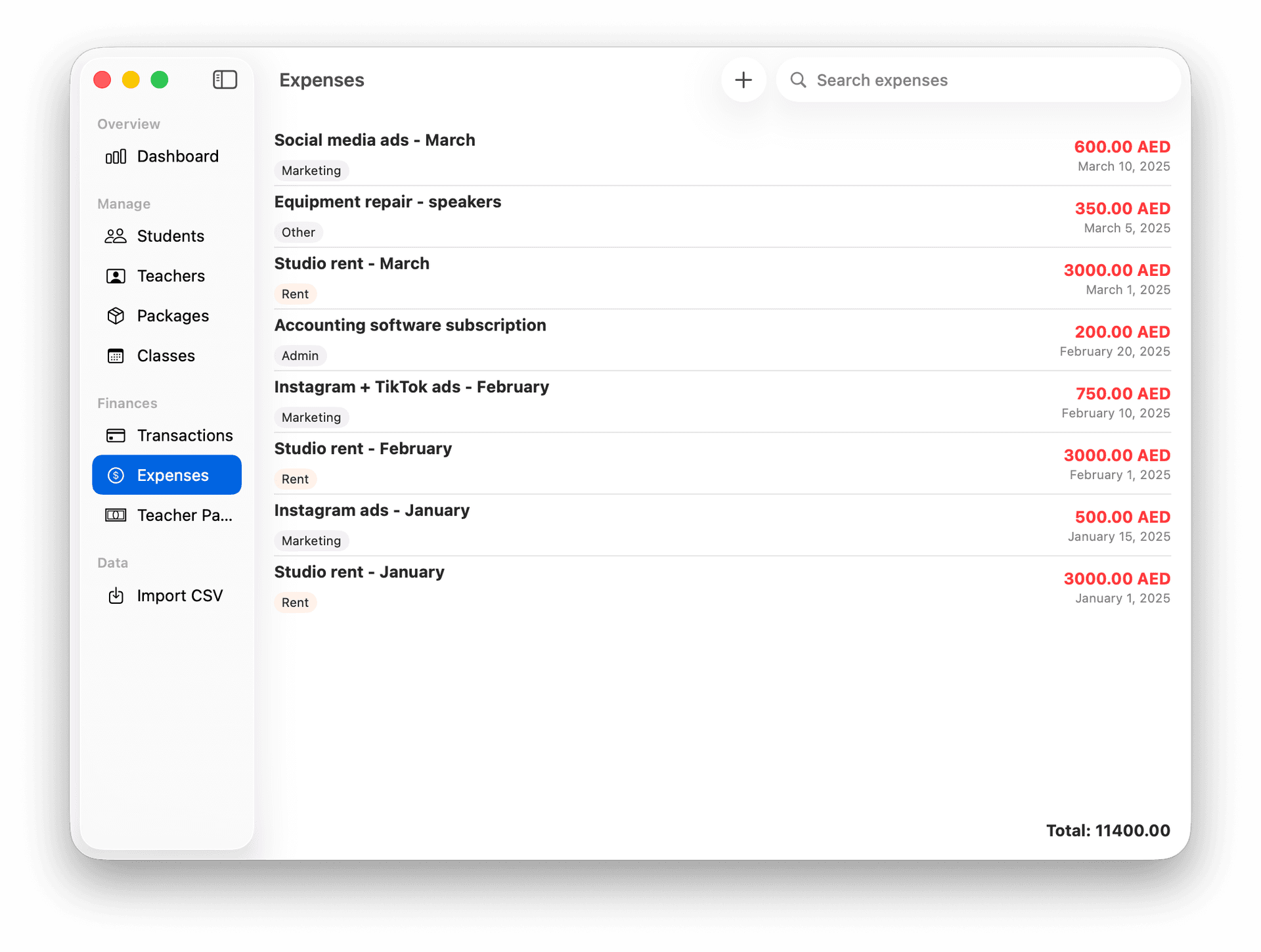 Expense tracking